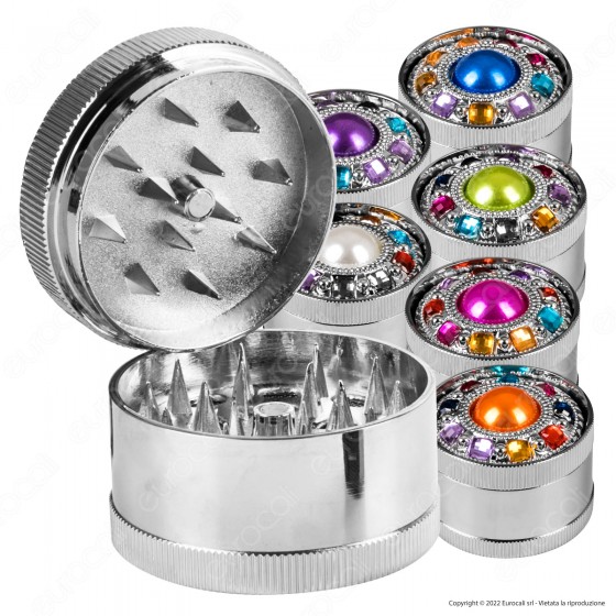 Grinder Tritatabacco 3 Parti in Metallo Cromato Fantasia Prizzy Grinder Tritatabacco 3 Parti in Metallo Cromato Fantasia Prizzy