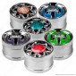 Immagine 2 - Grinder Tritatabacco 3 Parti in Metallo Cromato Fantasia String con Inserti Colorati