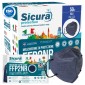 Sicura Protection 50 Mascherine Protettive Colore Blu Elastici Neri Fattore Protezione Certificato FFP2 NR in TNT