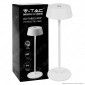 V-Tac VT-7562 Lampada LED da Tavolo 2W Touch Dimmerabile in Alluminio con Batteria Ricaricabile Colore Bianco IP54 - SKU 7689