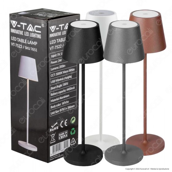 V-Tac VT-7522 Lampada LED da Tavolo 2W Touch Dimmerabile in Alluminio V-Tac VT-7522 Lampada LED da Tavolo 2W Touch Dimmerabile in Alluminio