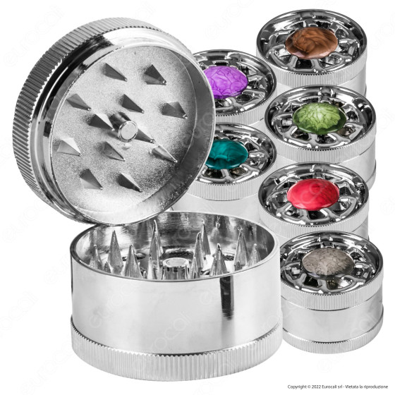 Grinder Tritatabacco 3 Parti in Metallo Cromato Fantasia Helm Grinder Tritatabacco 3 Parti in Metallo Cromato Fantasia Helm