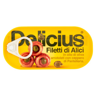 Delicius Filetti di Alici in Olio di Oliva Arrotolati con Cappero di