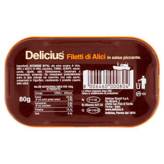 Delicius Filetti di Alici Arrotolati in Salsa Piccante - Scatolina da