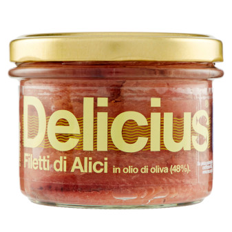 Delicius Filetti di Alici in Olio di Oliva 100% Naturale - Vasetto da 230g