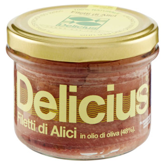 Delicius Filetti di Alici in Olio di Oliva 100% Naturale - Vasetto da