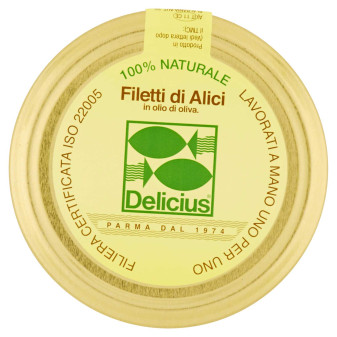 Delicius Filetti di Alici in Olio di Oliva 100% Naturale - Vasetto da