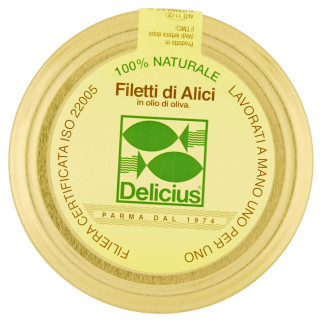 Delicius Filetti di Alici in Olio di Oliva 100% Naturale - Vasetto da