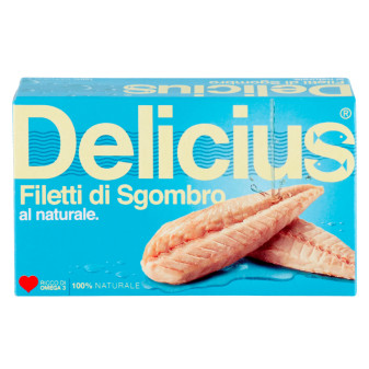 Delicius Filetti di Sgombro al Naturale in Acqua e Sale - Scatolina da 125g