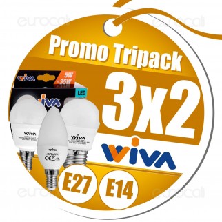 3x2 Acquistando Lampadine E27 o E14 in Confezione Tripack Wiva