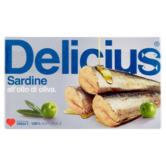 Delicius Sardine Intere all'Olio di Oliva 100% Naturale - Scatolina