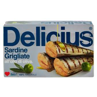 Delicius Sardine Intere Grigliate all'Olio di Oliva 100% Naturale - Scatolina...