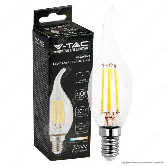 V-Tac VT-1997 Lampadina LED E14 4W Candle Flame Bulb C35 V-Tac VT-1997 Lampadina LED E14 4W Candle Flame Bulb C35