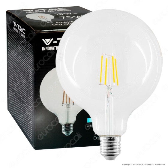 V-Tac VT-1979 Lampadina LED E27 10W Bulb G125 Globo Filament V-Tac VT-1979 Lampadina LED E27 10W Bulb G125 Globo Filament