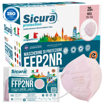 Sicura Protection 20 Mascherine Protettive Colore Rosa Monouso con Fattore di...