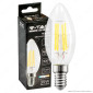 V-Tac VT-1986 Lampadina LED E14 4W Candle Bulb C35 Candela Filament Vetro Trasparente - SKU 214301 / 214413 / 214414