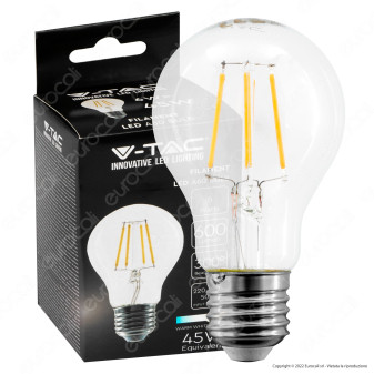 V-Tac VT-1887 Lampadina LED E27 6W Bulb A60 Goccia Filament
