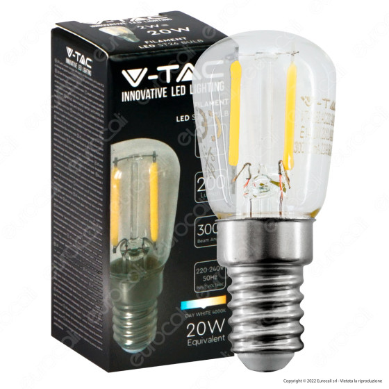 V-Tac VT-1952 Lampadina LED E14 2W Bulb ST26 Tubolare Filament V-Tac VT-1952 Lampadina LED E14 2W Bulb ST26 Tubolare Filament