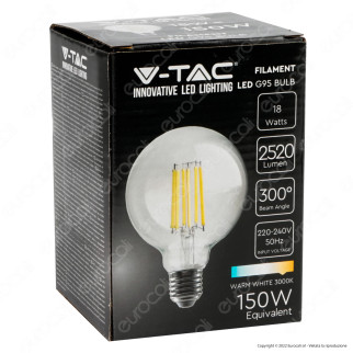 V-Tac VT-2338 Lampadina LED E27 18W Bulb G95 Globo Filament