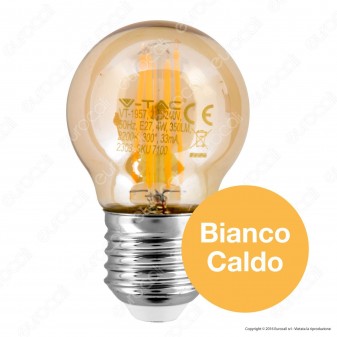 V-Tac VT-1957 Lampadina LED E27 4W MiniGlobo G45 Filamento Ambrata -