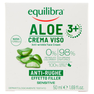 Equilibra Aloe 3+ Crema Viso Anti-Rughe Effetto Filler Adatta a Pelli