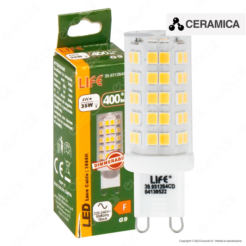 10 Lampadine LED G9 4W, Sostitutive Alogene 30W, Bianco Freddo 4500K, 22 LED SMD 2835, 220V, Per Lampadari E Plafoniere