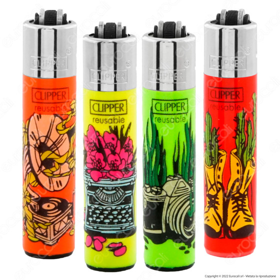 Clipper Micro Accendino Piccolo Fantasia Retro Gadgets - Serie da 4 Clipper Micro Accendino Piccolo Fantasia Retro Gadgets - Serie da 4