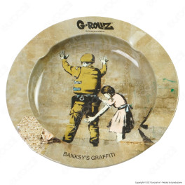 G-Rollz Amsterdam Posacenere Rotondo in Metallo con Fantasia Banksy's