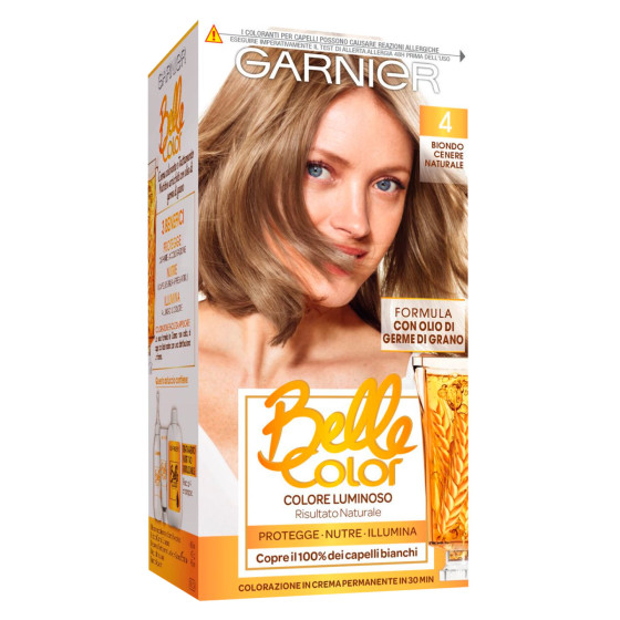 Garnier Belle Color Tinta Permanente per Capelli Colore 4 Biondo Cenere Naturale Garnier Belle Color Tinta Permanente per Capelli Colore 4 Biondo Cenere Naturale