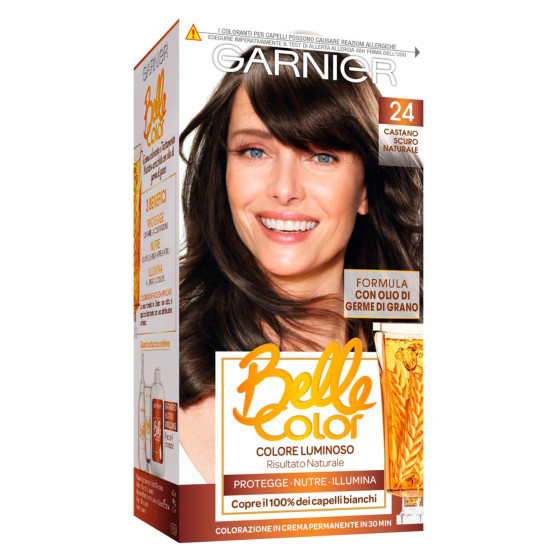 Garnier Belle Color Tinta Permanente per Capelli Colore 24 Castano Scuro Naturale Garnier Belle Color Tinta Permanente per Capelli Colore 24 Castano Scuro Naturale