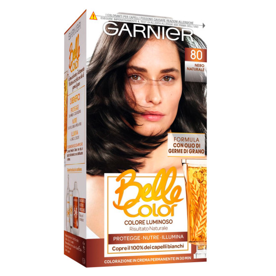 Garnier Belle Color Tinta Permanente per Capelli Colore 80 Nero Naturale Garnier Belle Color Tinta Permanente per Capelli Colore 80 Nero Naturale