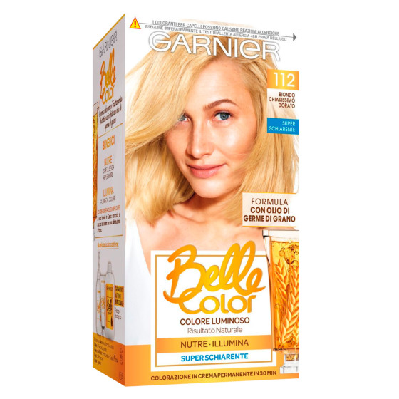 Garnier Belle Color Tinta Permanente per Capelli Colore 112 Biondo Chiarissimo Dorato Garnier Belle Color Tinta Permanente per Capelli Colore 112 Biondo Chiarissimo Dorato