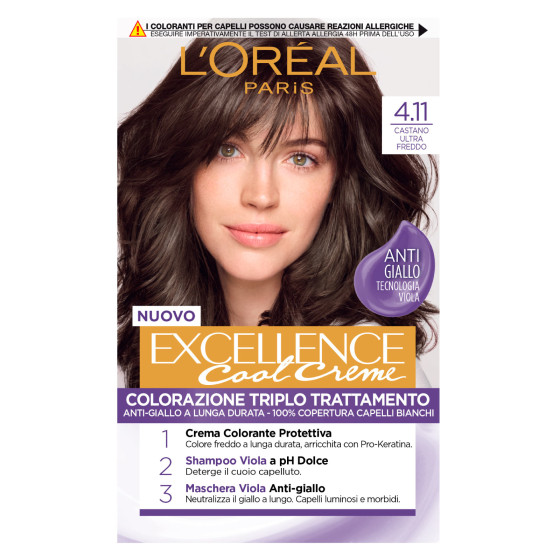 L'Oréal Paris Excellence Cool Creme Colorazione 4.11 Castano Ultra Freddo Triplo Trattamento e L'Oréal Paris Excellence Cool Creme Colorazione 4.11 Castano Ultra Freddo Triplo Trattamento e