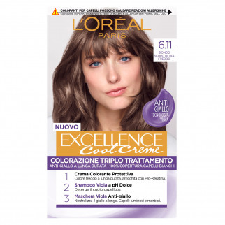 L'Oréal Paris Excellence Cool Creme Colorazione 6.11 Biondo Scuro Ultra Freddo Triplo Trattamento e