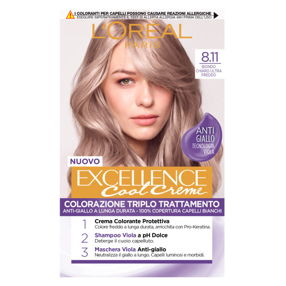 L'Oréal Paris Excellence Cool Creme Colorazione 8.11 Biondo Chiaro Ultra Freddo Triplo Trattamento L'Oréal Paris Excellence Cool Creme Colorazione 8.11 Biondo Chiaro Ultra Freddo Triplo Trattamento
