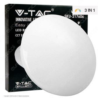 V-Tac Gallery VT-8412 Plafoniera LED Rotonda 12W SMD Changing Color CCT 3in1 Effetto Cielo Stellato