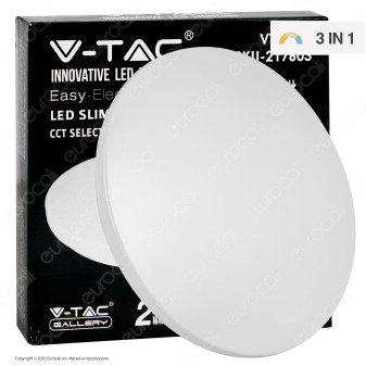 V-Tac Gallery VT-8412 Plafoniera LED Rotonda 12W SMD Changing Color CCT 3in1...