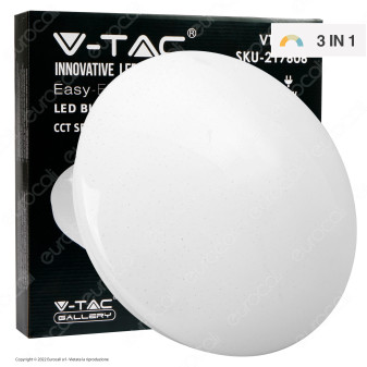 V-Tac Gallery VT-8424 Plafoniera LED Rotonda 24W SMD Changing Color CCT 3in1 Effetto Cielo Stellato