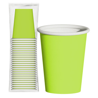 Bicchieri in Carta Riciclabile Colore Verde da 200ml - Confezione da 25...