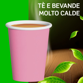 Bicchieri in Carta Riciclabile Colore Rosa da 200ml - Confezione da 25 Bicchieri