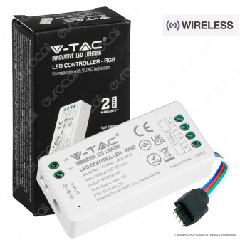 V-Tac VT-2432 Controller Dimmer Wireless per Strisce LED RGB 12V o 24V 4 Pin - SKU 2912