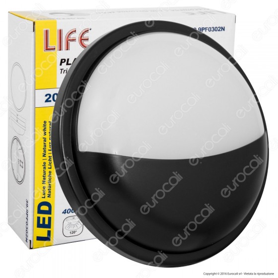 Life Plafoniera LED 20W Forma Circolare Palpebra Colore Nero - mod. Life Plafoniera LED 20W Forma Circolare Palpebra Colore Nero - mod.