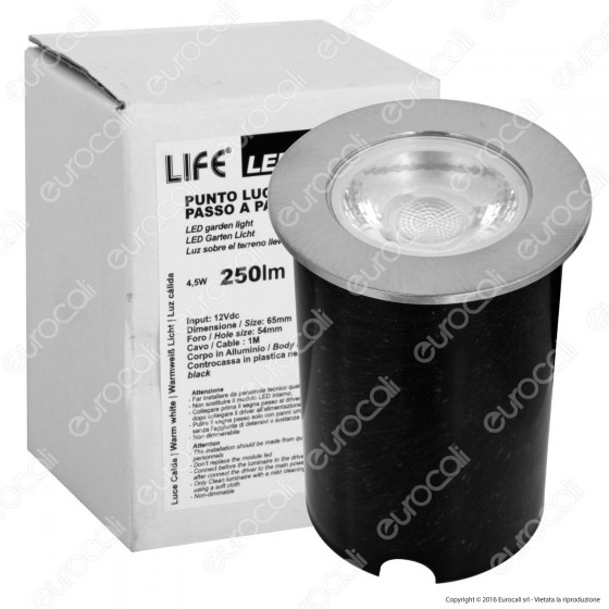 Life Punto Luce LED 4,5W Segnapasso da Interramento - mod. 39.9PL0350C Life Punto Luce LED 4,5W Segnapasso da Interramento - mod. 39.9PL0350C