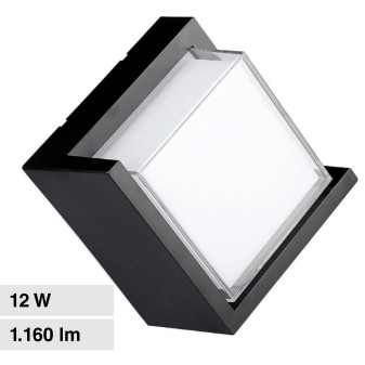 V-Tac VT-827 Lampada LED da Muro 12W Wall Light IP65 Applique Quadrata Colore Nero - SKU 218539 /