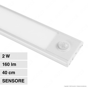 V-Tac VT-8142 Lampada LED da Armadio 2W SMD Ricaricabile Micro USB Sensore PIR di Movimento Colore