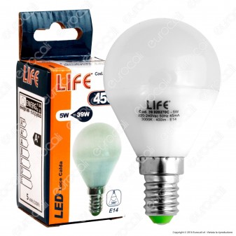 Life Serie 45GF Lampadina LED E14 5W MiniGlobo P45 [TERMINATO]