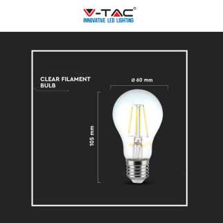 V-Tac VT-2133 Lampadina LED E27 12W Bulb A60 Goccia Filament Vetro Trasparente - SKU 217460 V-Tac VT-2133 Lampadina LED E27 12W Bulb A60 Goccia Filament Vetro Trasparente - SKU 217460