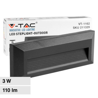 V-Tac VT-1162 Punto Luce LED SMD 3W Segnapasso Rettangolare a Parete IP65...