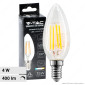 V-Tac VT-2304D Lampadina LED E14 4W Candle Bulb C35 Candela Filament Dimmerabile Vetro Trasparente - SKU 2870