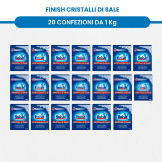 Finish Cristalli di Sale per Lavastoviglie - 20 Confezioni da 1Kg
